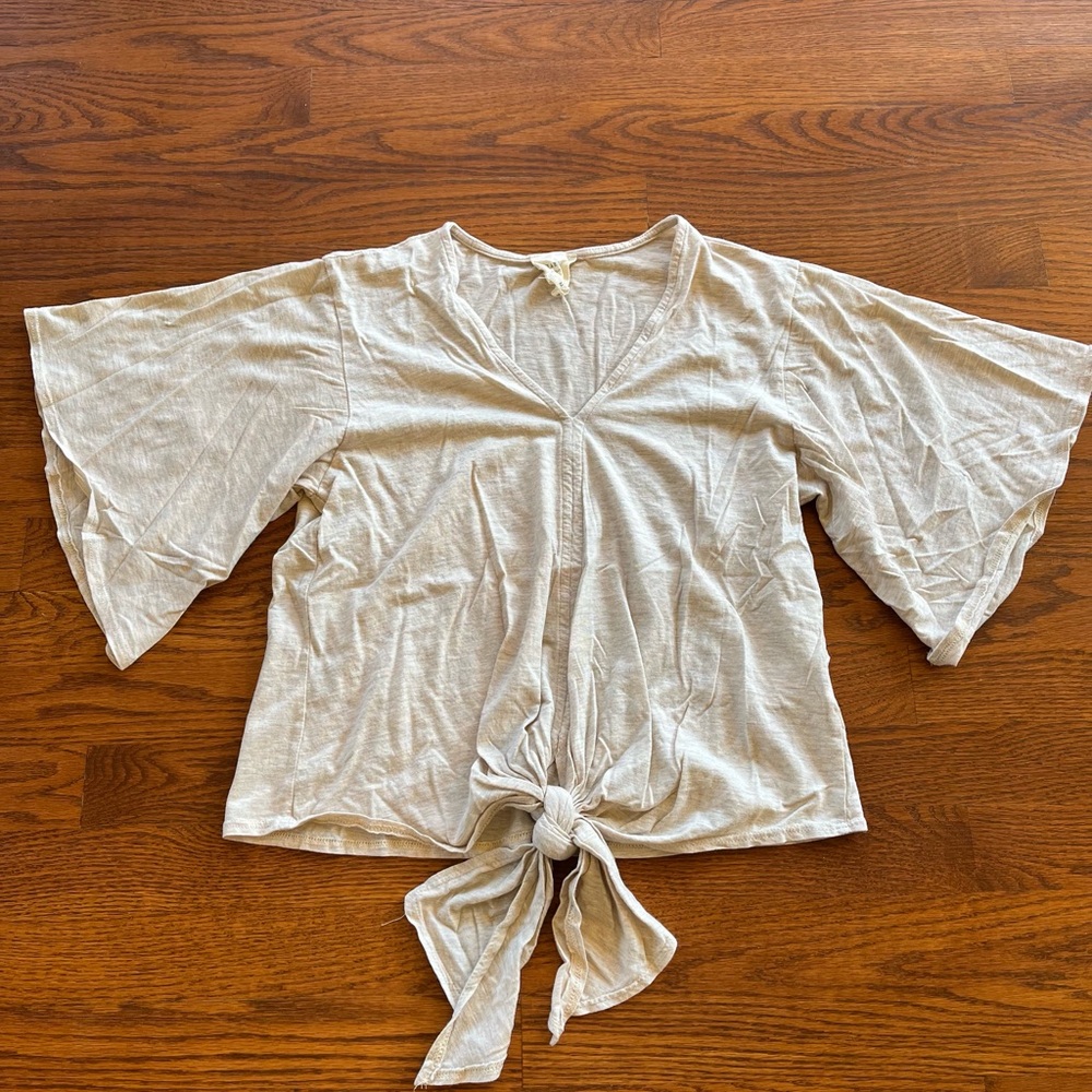 Women's Cream Tie-Front Top
